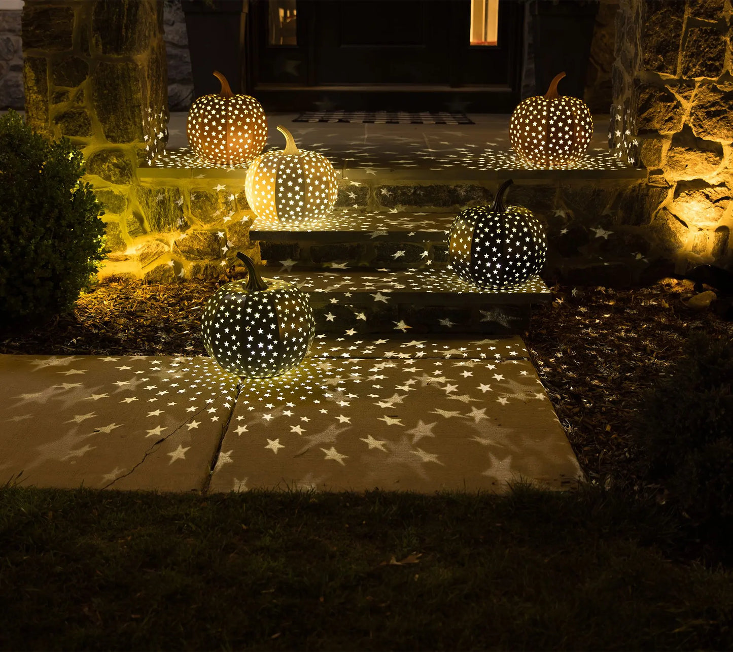 15" Illuminated Indoor/Outdoor Stargazer Metal Pumpkin-halloweenvibes