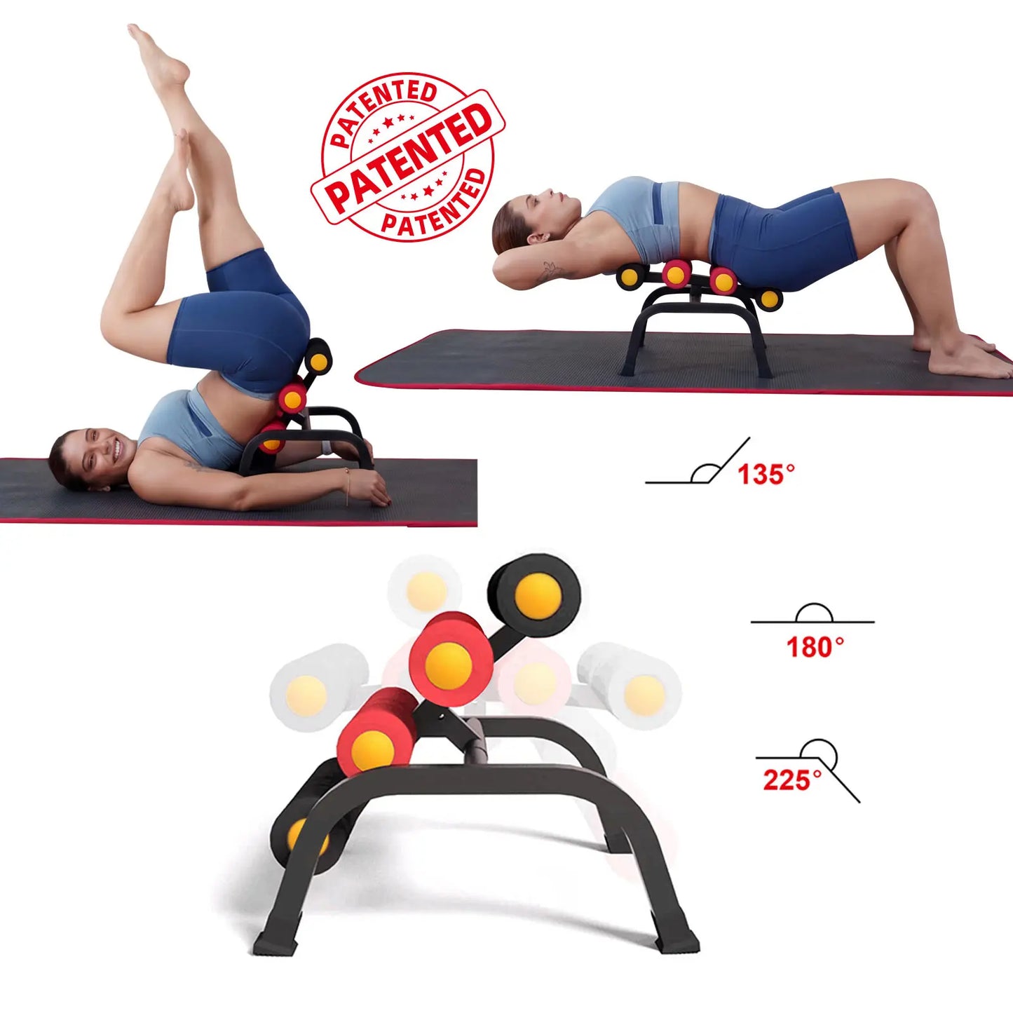 Mini Inversion Table & Glutes Trainer Machine – Waist & Back Exercise Machine with Foam Rollers for Lower Back Strength Training & Relaxation