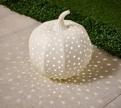 15" Illuminated Indoor/Outdoor Stargazer Metal Pumpkin-halloweenvibes