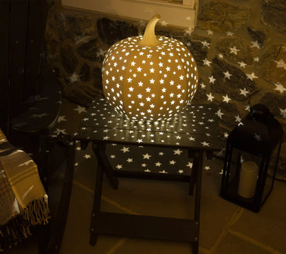 15" Illuminated Indoor/Outdoor Stargazer Metal Pumpkin-halloweenvibes