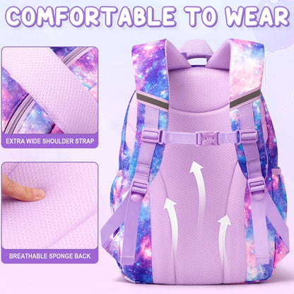 3PCS Waterproof Backpack Set for School – Oxford Cloth Bookbag with Lunch Box & Pencil Case for Elementary, Middle & High School, Back to School & Travel