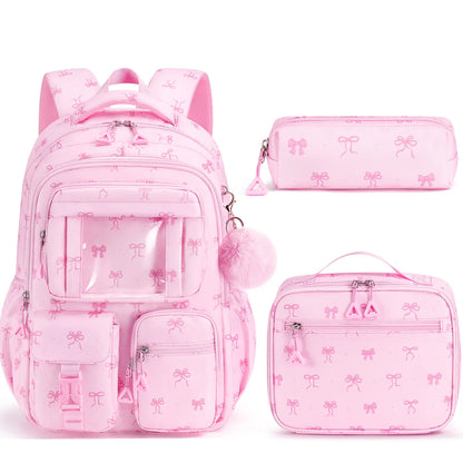 3PCS Waterproof Backpack Set for School – Oxford Cloth Bookbag with Lunch Box & Pencil Case for Elementary, Middle & High School, Back to School & Travel