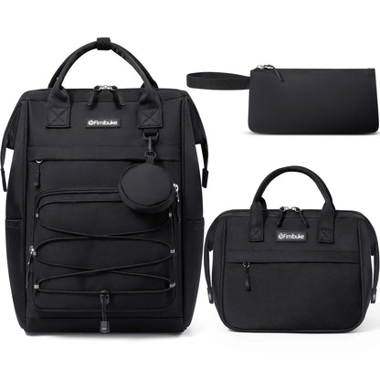 3PCS Waterproof Backpack Set for School – Oxford Cloth Bookbag with Lunch Box & Pencil Case for Elementary, Middle & High School, Back to School & Travel