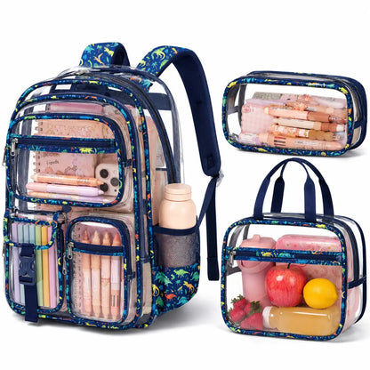 3PCS Waterproof Backpack Set for School – Oxford Cloth Bookbag with Lunch Box & Pencil Case for Elementary, Middle & High School, Back to School & Travel