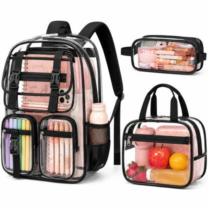 3PCS Waterproof Backpack Set for School – Oxford Cloth Bookbag with Lunch Box & Pencil Case for Elementary, Middle & High School, Back to School & Travel