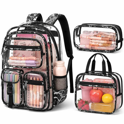 3PCS Waterproof Backpack Set for School – Oxford Cloth Bookbag with Lunch Box & Pencil Case for Elementary, Middle & High School, Back to School & Travel