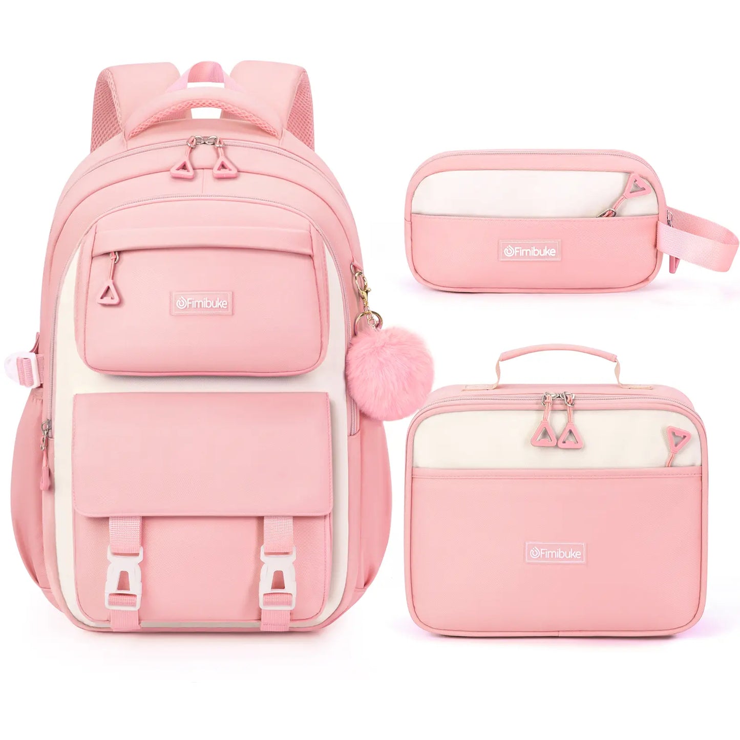 3PCS Waterproof Backpack Set for School – Oxford Cloth Bookbag with Lunch Box & Pencil Case for Elementary, Middle & High School, Back to School & Travel