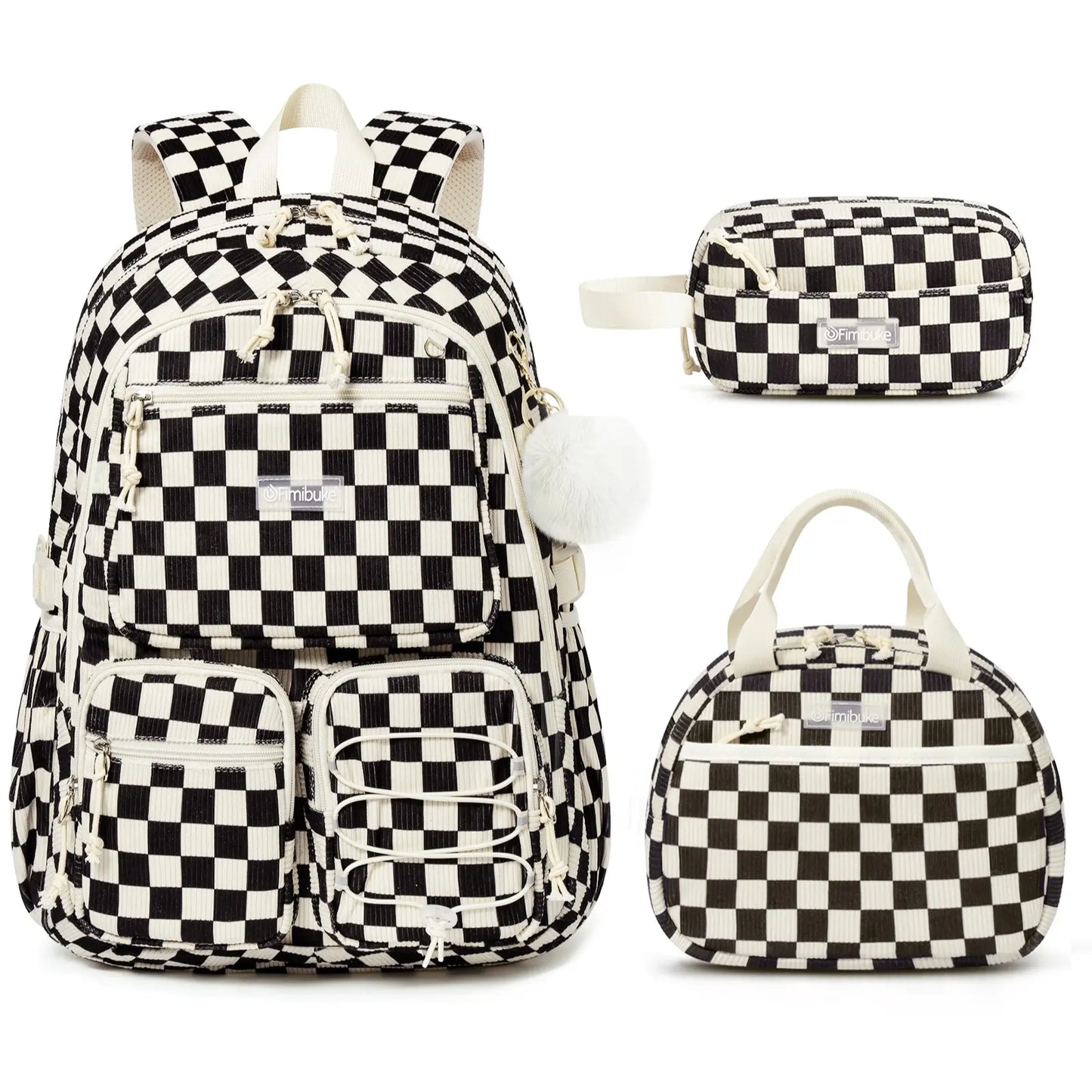 3PCS Waterproof Backpack Set for School – Oxford Cloth Bookbag with Lunch Box & Pencil Case for Elementary, Middle & High School, Back to School & Travel