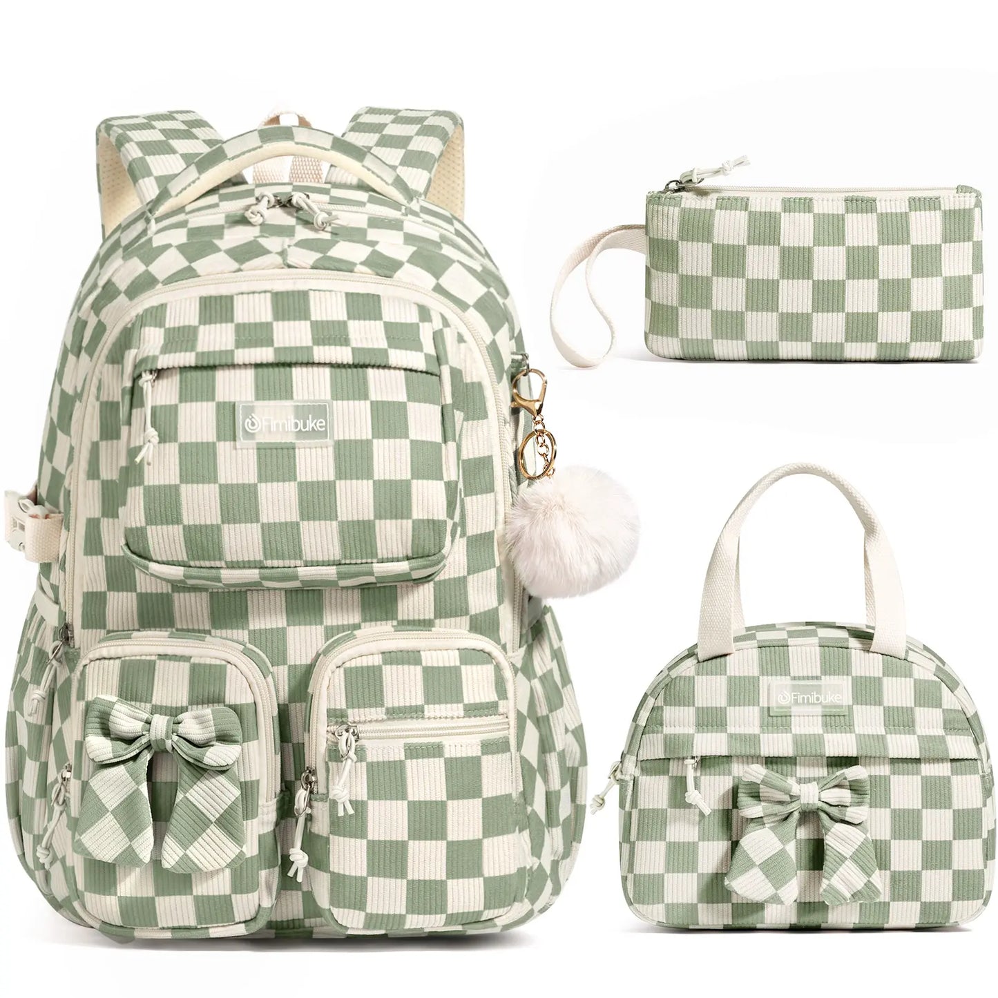 3PCS Waterproof Backpack Set for School – Oxford Cloth Bookbag with Lunch Box & Pencil Case for Elementary, Middle & High School, Back to School & Travel