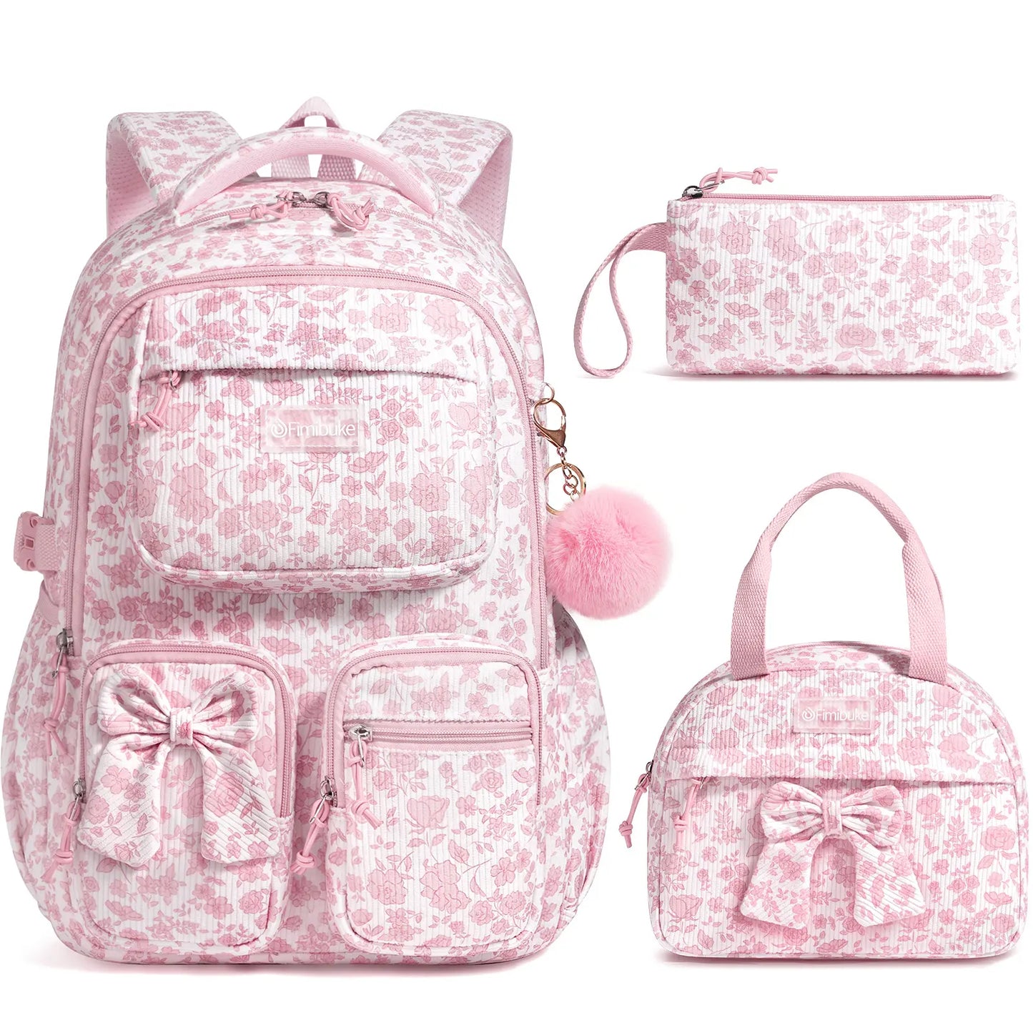 3PCS Waterproof Backpack Set for School – Oxford Cloth Bookbag with Lunch Box & Pencil Case for Elementary, Middle & High School, Back to School & Travel