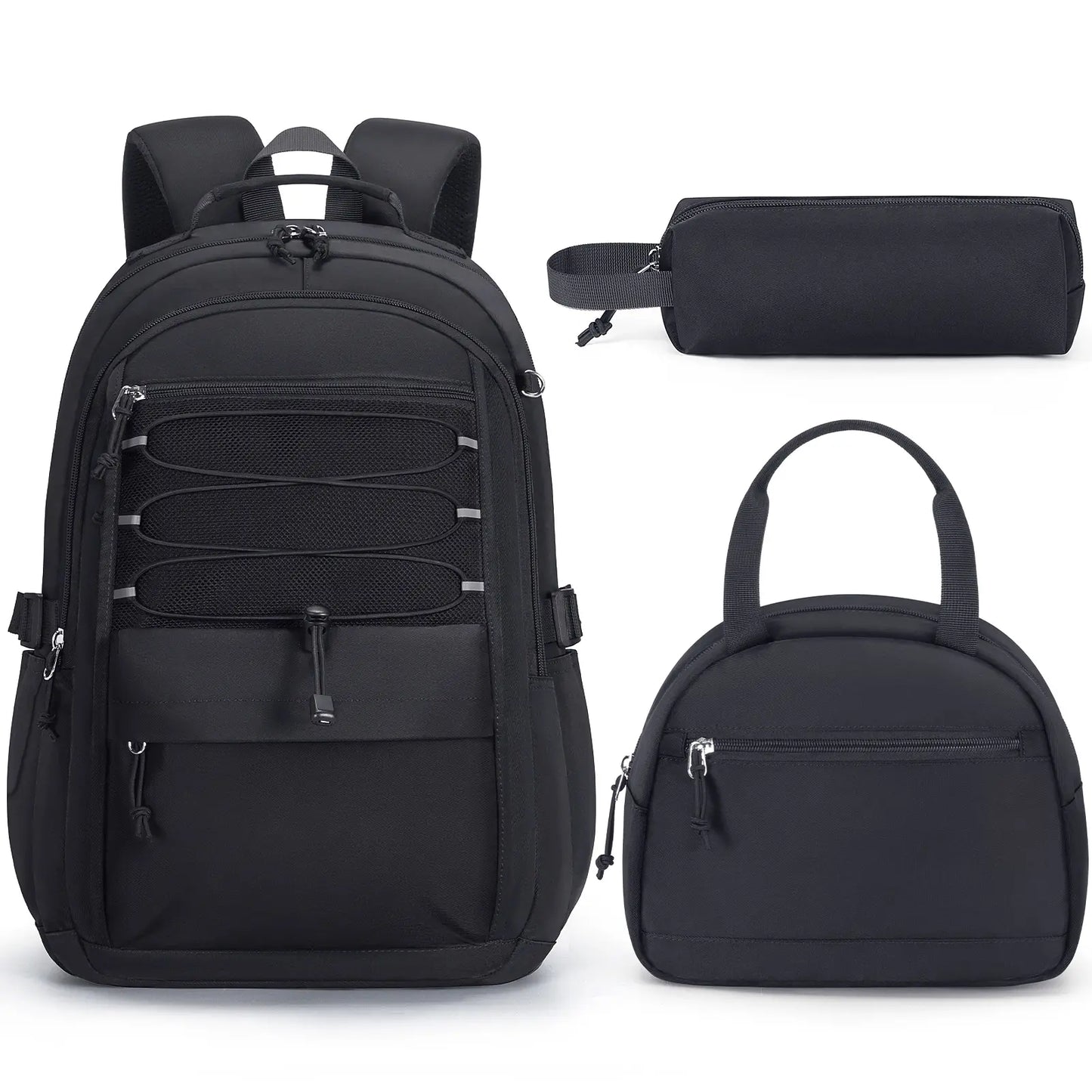3PCS Waterproof Backpack Set for School – Oxford Cloth Bookbag with Lunch Box & Pencil Case for Elementary, Middle & High School, Back to School & Travel