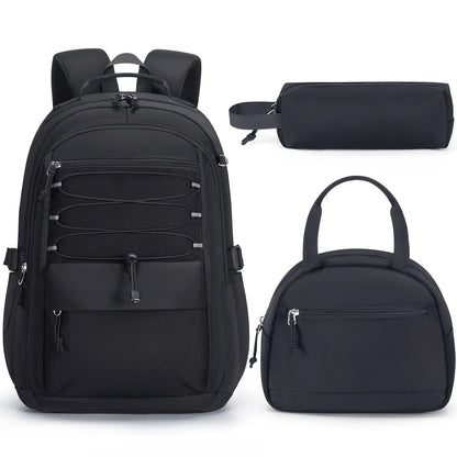 3PCS Waterproof Backpack Set for School – Oxford Cloth Bookbag with Lunch Box & Pencil Case for Elementary, Middle & High School, Back to School & Travel