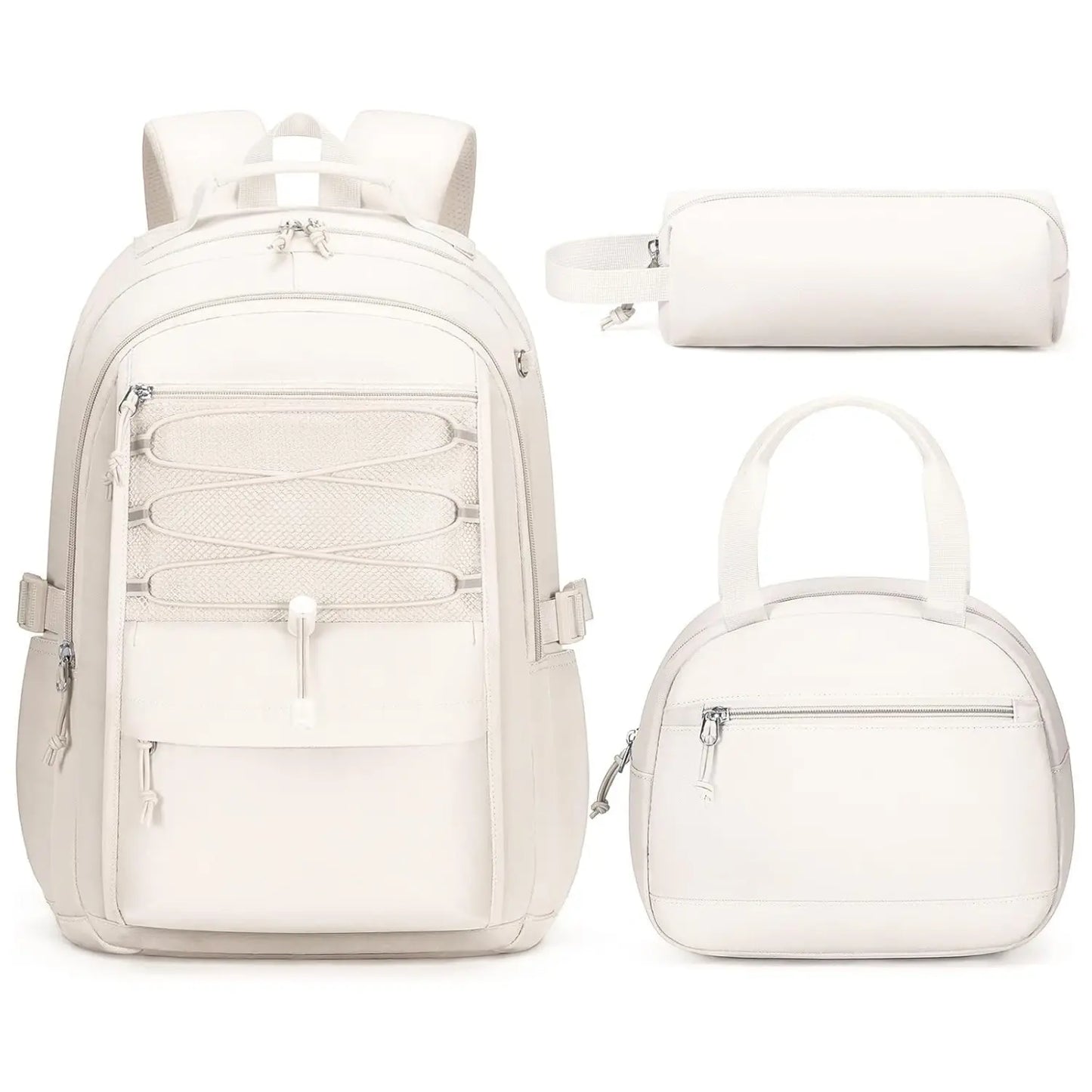 3PCS Waterproof Backpack Set for School – Oxford Cloth Bookbag with Lunch Box & Pencil Case for Elementary, Middle & High School, Back to School & Travel