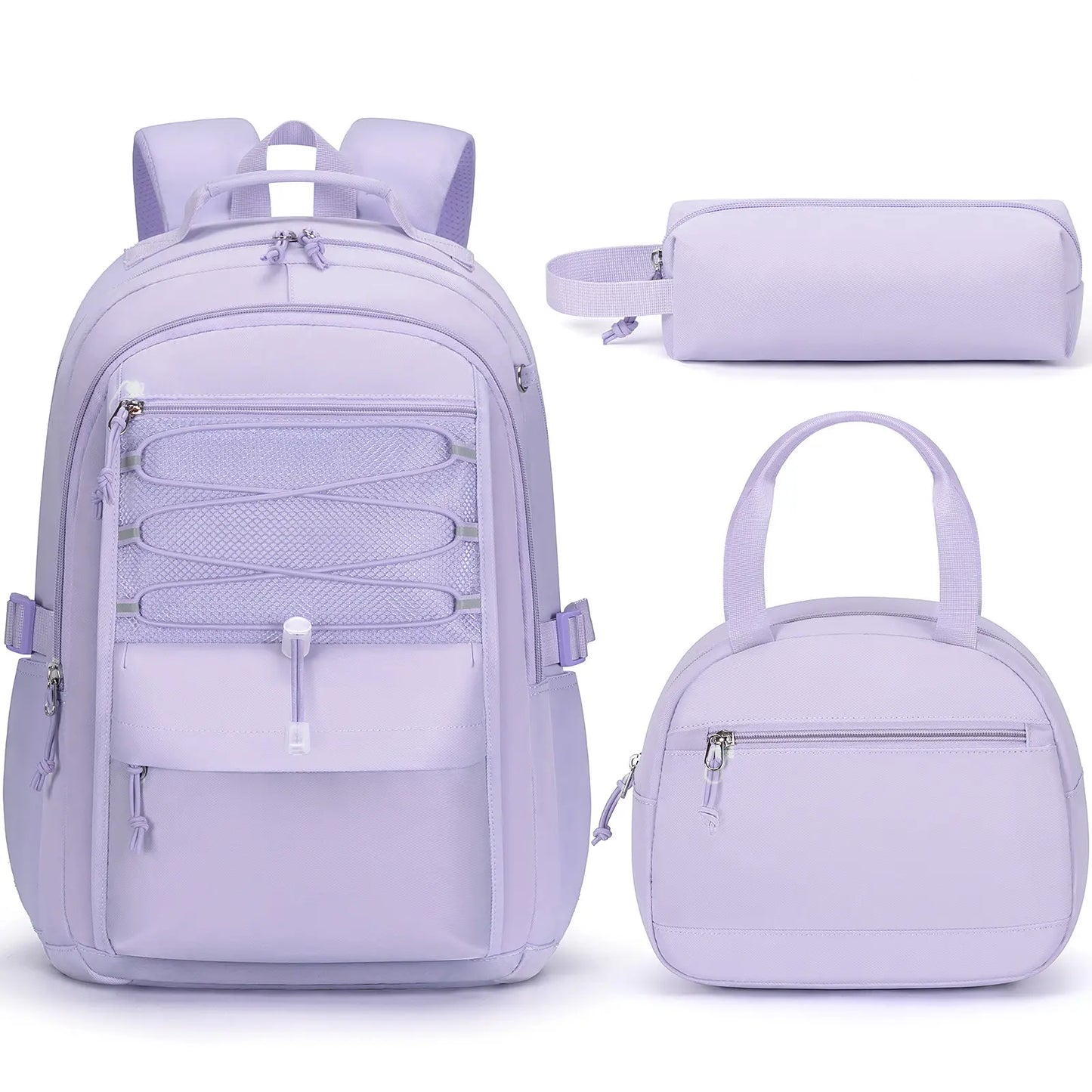 3PCS Waterproof Backpack Set for School – Oxford Cloth Bookbag with Lunch Box & Pencil Case for Elementary, Middle & High School, Back to School & Travel
