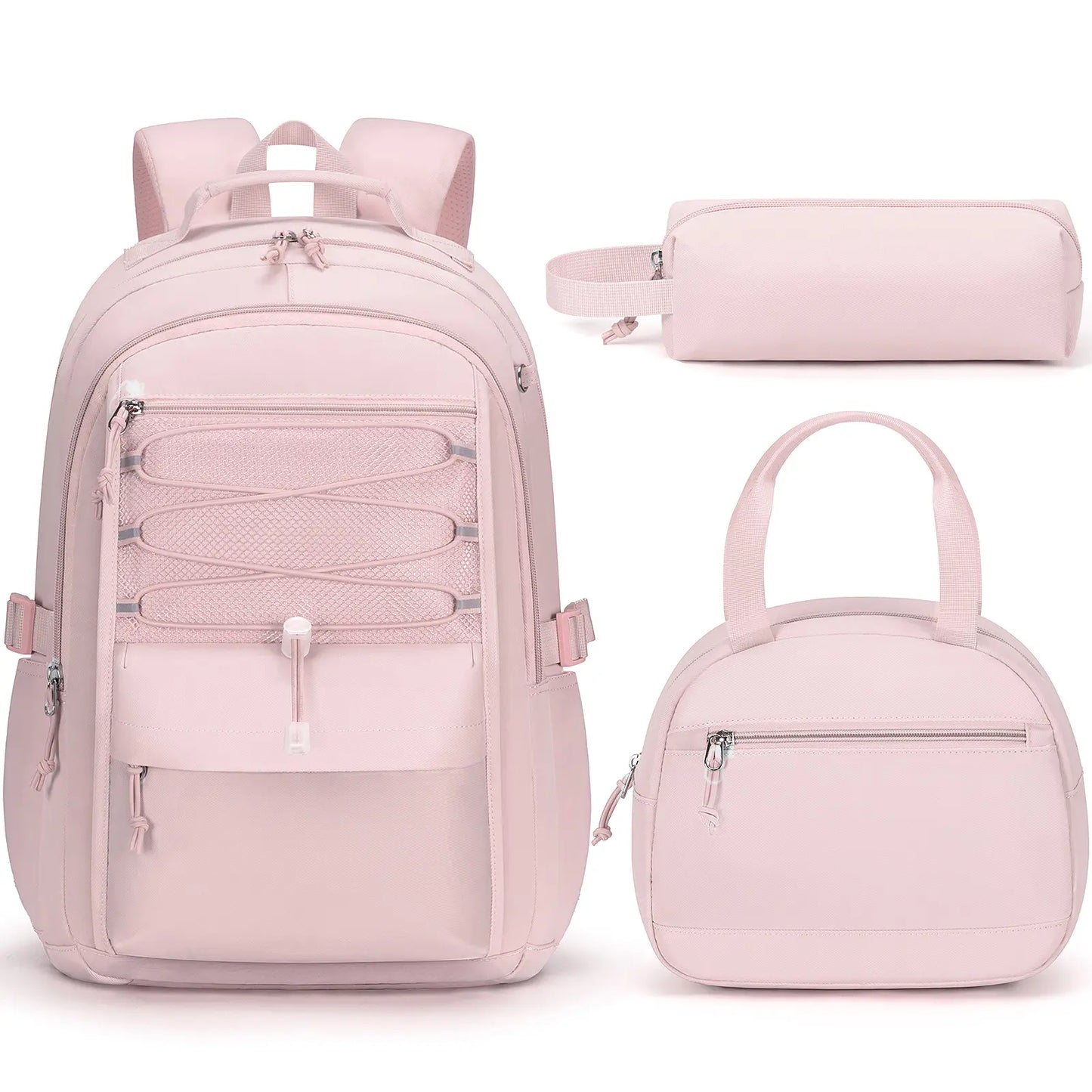 3PCS Waterproof Backpack Set for School – Oxford Cloth Bookbag with Lunch Box & Pencil Case for Elementary, Middle & High School, Back to School & Travel