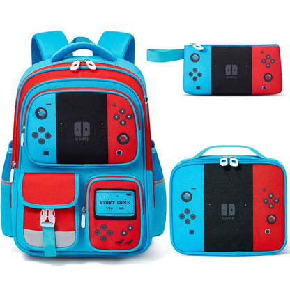 3PCS Waterproof Backpack Set for School – Oxford Cloth Bookbag with Lunch Box & Pencil Case for Elementary, Middle & High School, Back to School & Travel