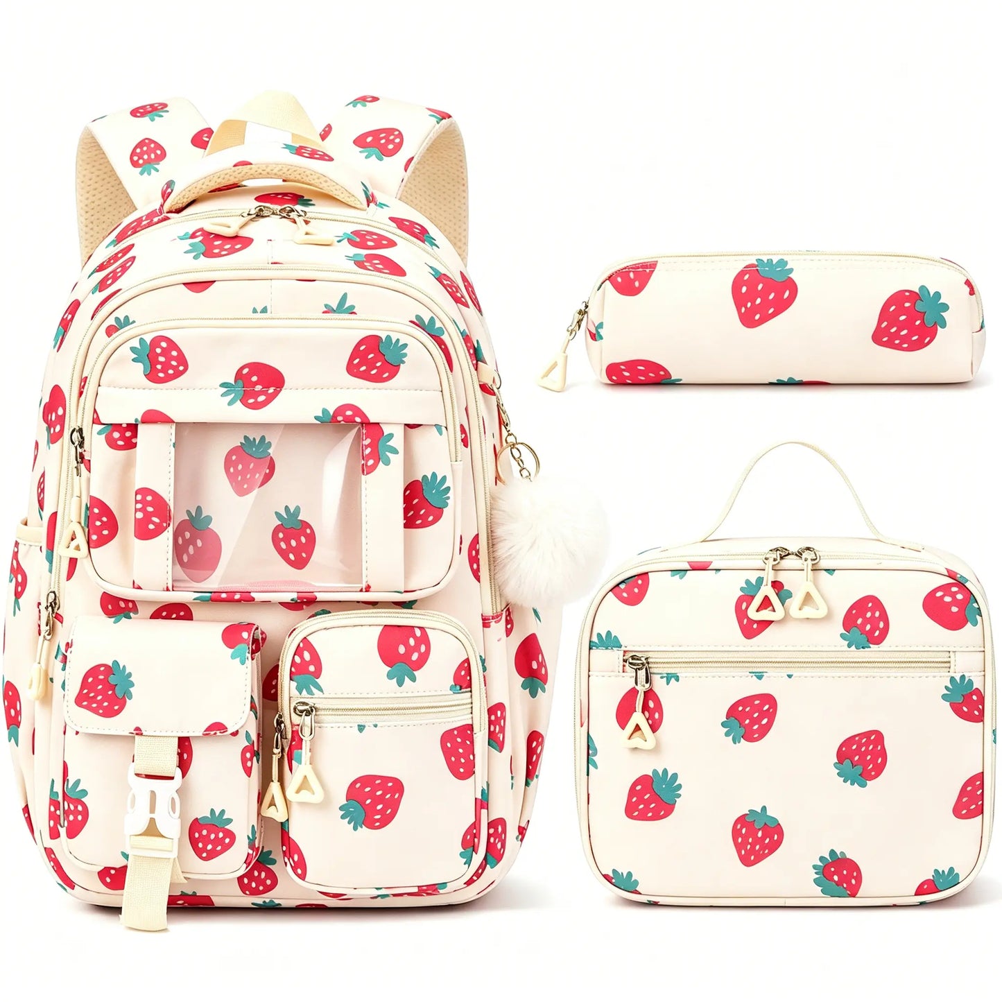 3PCS Waterproof Backpack Set for School – Oxford Cloth Bookbag with Lunch Box & Pencil Case for Elementary, Middle & High School, Back to School & Travel