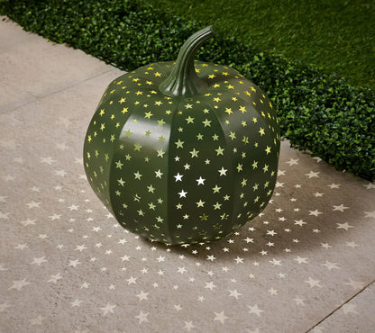 15" Illuminated Indoor/Outdoor Stargazer Metal Pumpkin-halloweenvibes